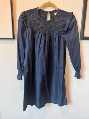 Madewell Navy Denim Smocked Dress